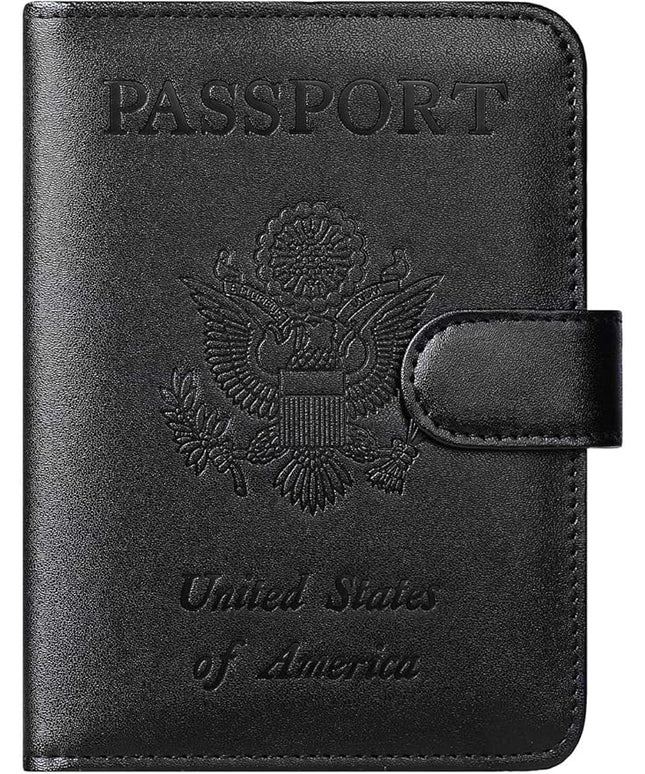Passport Holder Cover Wallet RFID Blocking Leather Card Case Travel Accessories for Women Men (Black)