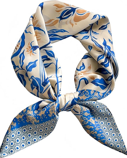 MINIDORA Satin Scarves for Women 27.5 × 27.5 inches Medium Square Elegant Silk Feeling Head Scarf
