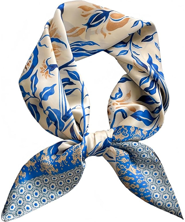 MINIDORA Satin Scarves for Women 27.5 × 27.5 inches Medium Square Elegant Silk Feeling Head Scarf