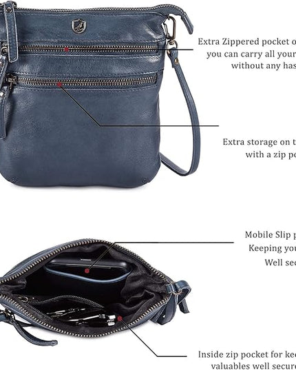 Crossbody Sling Bag for Women Small Real Leather Purse Vintage Travel Crossover Shoulder Bag Handmade