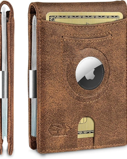 Zitahli Men's Wallets Airtag Holder Slim Rfid Leather with Gift Box