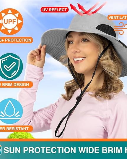 SUN CUBE Wide Brim Sun Hat Men Women, Fishing Hats Sun UV Protection, Mens Hiking Bucket Hat Safari Beach Boonie, UPF 50+