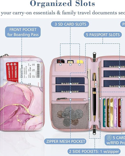Fintie Family Passport Holder Wallet, RFID Blocking Travel Document Organizer Clutch Bag Credit Cards Case Cover for Women Men