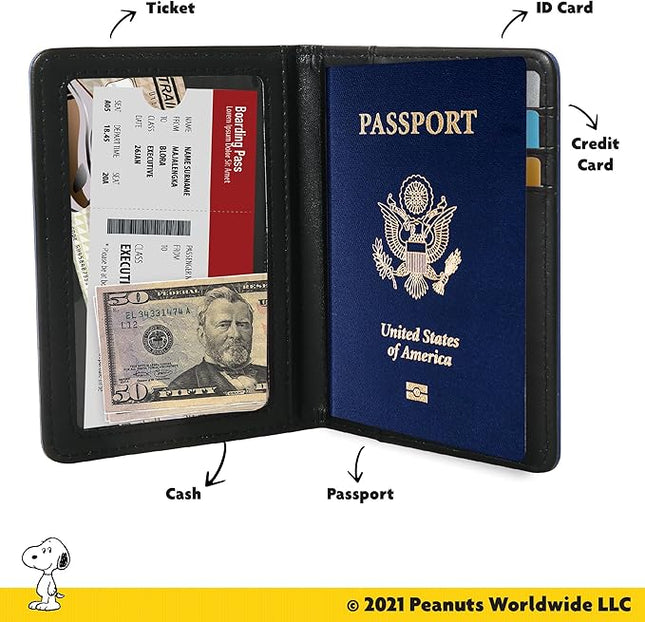 Peanuts Joe Cool Snoopy Passport Cover Official License, Cute Passport Holder for Travel, Snoopy Gifts
