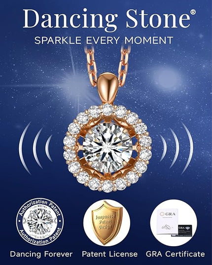 MomentWish Floating Necklace for Women, 0.5/1 Carat Dancing Moissanite Necklace for Her 925 Sterling Silver Pendant Anniversary Birthday Christmas Gift for Wife Mom Girlfriend