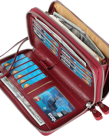 Lavemi Small Compact Women Wallet RFID Blocking Genuine Leather Bifold Purse with ID Windows