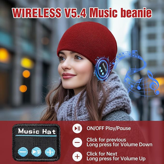 Bluetooth Beanie for Men Women, HD Stereo Sound Beanie with Headphones, Unique Tech Gifts for Men Husband Him Teen