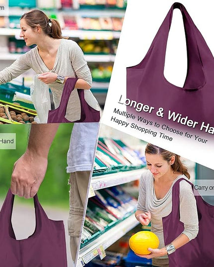 BeeGreen 20 Pack Reusable Grocery Bags w Storage Pouch Reusable Shopping Bags Bulk w Elastic Band Colorful 50LBS X-Large Foldable Fabric Bags Machine Washable Heavy Duty Tote Bags for Groceries
