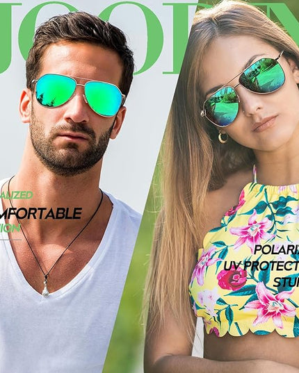 Joopin Polarized Metal Aviation Sunglasses Men, Classic Military Sun Glasses Women, Rectangle Shades UV400 Protection Costume