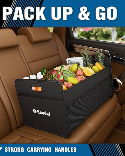 K KNODEL Car Trunk Organizer, Foldable Organizer for Car, Automotive Consoles & Organizers, Storage with Reinforced Handles (Medium, Black)