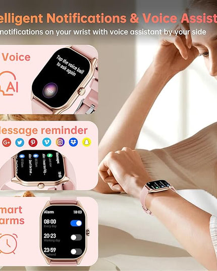 Smart Watches for Women Men , 2.0" HD Touchscreen Fitness Tracker, Bluetooth Calls/Notifications, IP68 Waterproof, 100+ Sport Modes Fitness Watch, Heart Rate Sleep Monitor Smartwatch for Android iOS