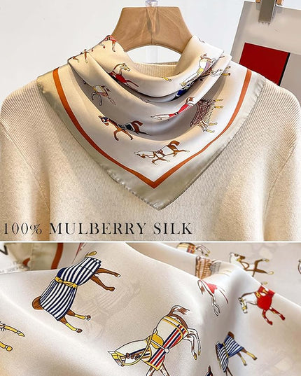 100% Mulberry Silk Scarf for Women Hair Lightweight Square Neckerchief Wrap For Head Scarves 21"