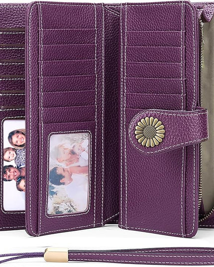 SENDEFN Wallets for Women Leather Credit Card Holder with RFID Blocking Large Capacity Wristlet | with RFID Blocking, Large Capacity, Wristlet, with RFID Blocking, Large Capacity, Wristlet