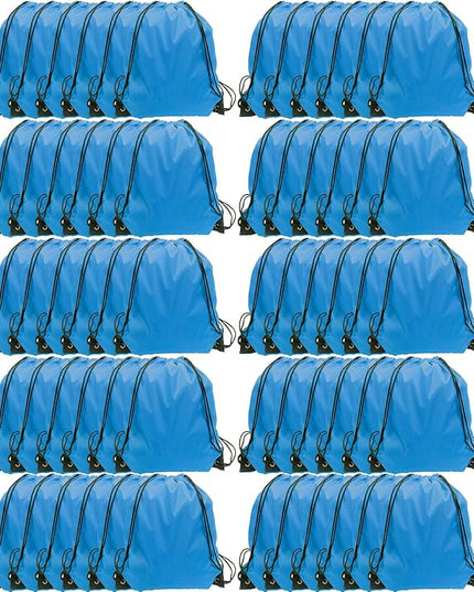 GoodtoU Drawstring Bags, Nylon Backpack for Sport, Traveling, Team (60Pcs, Sky Blue)