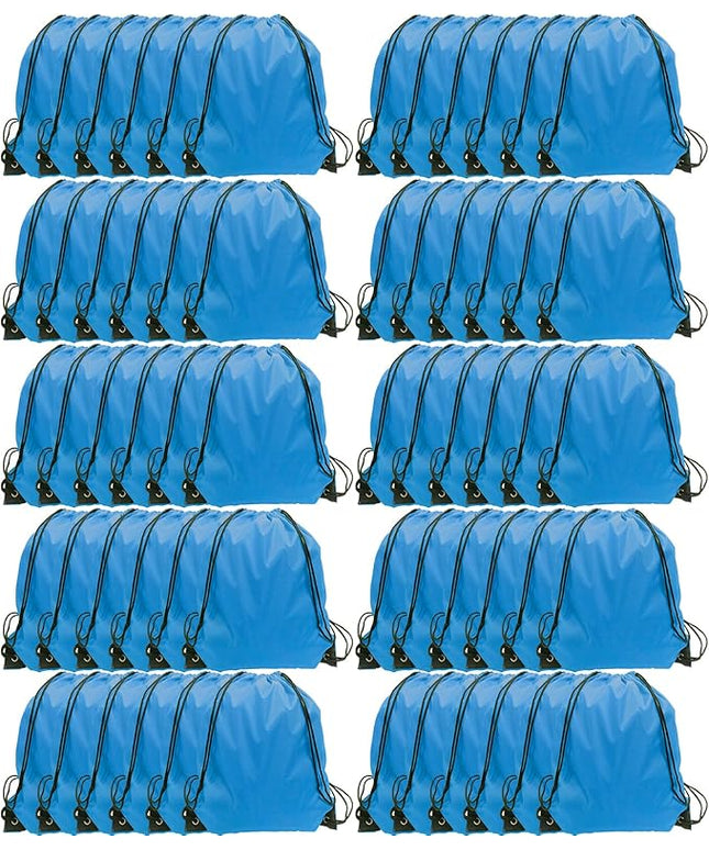 GoodtoU Drawstring Bags, Nylon Backpack for Sport, Traveling, Team (60Pcs, Sky Blue)