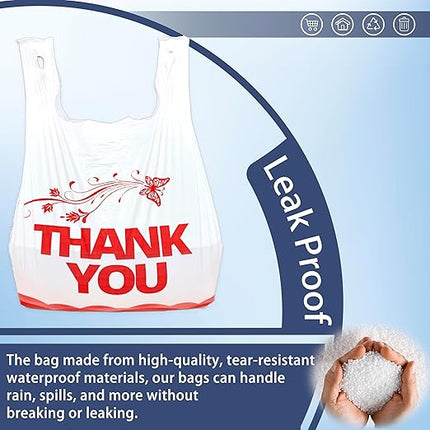 YoYoRain Thank you bags, 500PCS T shirt bags, To Go Bags,Grocery bags, Reusable and Disposable,Perfect for Small Business,Take Out,Retail