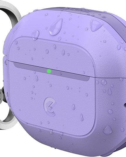 Keybudz for AirPods 4 Case with Lock - Fully Waterproof AirPods 4th Generation Case Cover - Keychain, Rugged Tough Protection, Hard Shell and Carabiner (Wild Lavender)