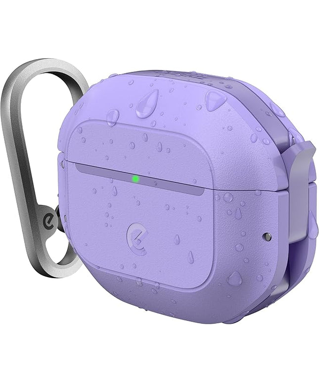 Keybudz for AirPods 4 Case with Lock - Fully Waterproof AirPods 4th Generation Case Cover - Keychain, Rugged Tough Protection, Hard Shell and Carabiner (Wild Lavender)