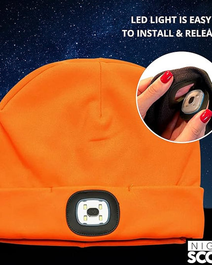 Night Scope Classic Rechargeable LED Warm Knit Beanie Head Light Hat Headlamp for Outdoor Activities