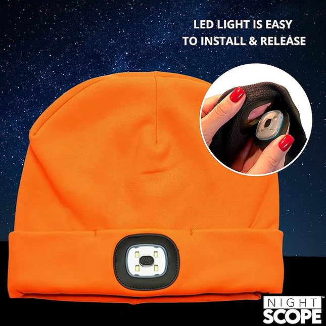 Night Scope Classic Rechargeable LED Warm Knit Beanie Head Light Hat Headlamp for Outdoor Activities