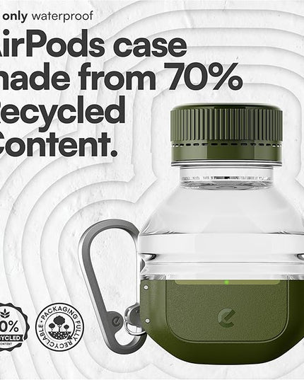 Keybudz for AirPods 4 Case with Lock - Fully Waterproof AirPods 4th Generation Case Cover - Keychain, Rugged Tough Protection, Hard Shell and Carabiner (Forest Green)