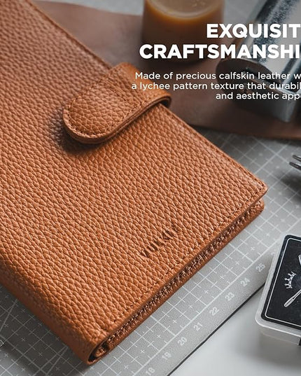 VULKIT Leather Passport Travel Wallet for 2 Passports Pocket Slim Double Passport Holder RFID Blocking with ID Window for Women or Men