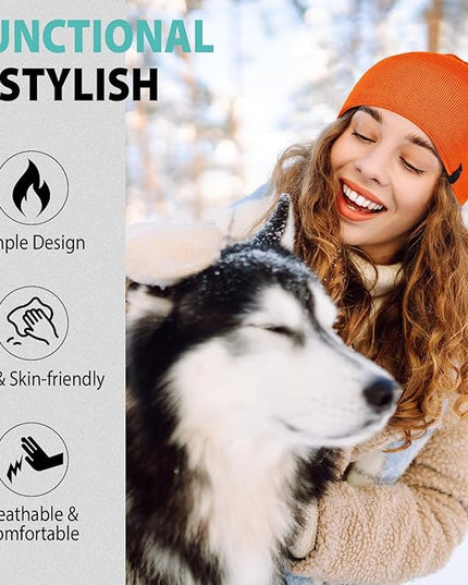 Beanie for Men, Soft Cotton Beanie for Women, Warm Unisex Winter Hat, Running Skull Cap for Cold Weather Activities