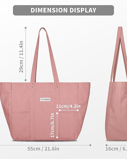 HOMESPON Large Canvas Tote Bag for Women Everything Bag with Pockets and Laptop Sleeve