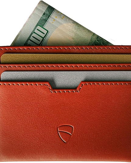 Vaultskin MOORGATE Slim Card Holder - Minimalist Leather Wallet, RFID Blocking Sleeve, Fits Front Pocket, for Men and Women