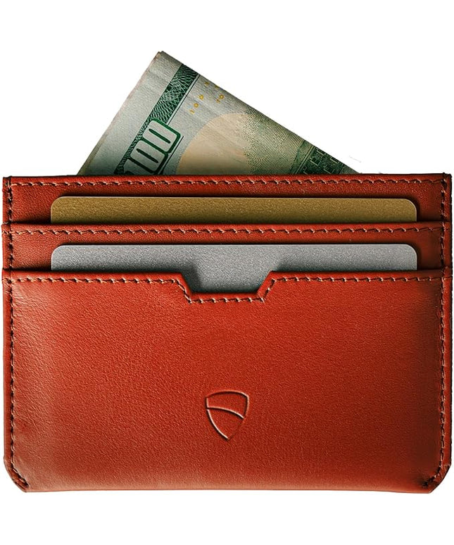 Vaultskin MOORGATE Slim Card Holder - Minimalist Leather Wallet, RFID Blocking Sleeve, Fits Front Pocket, for Men and Women