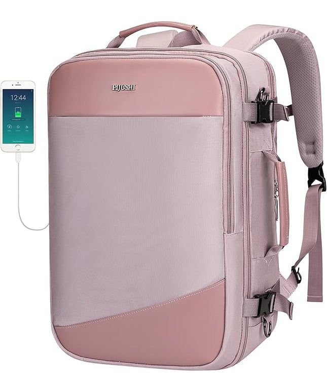 PIJUSHI Travel Backpack for Women Carry on Suitcase Backpack Flight Approved Personal Item Bag Fits 16 Inch Laptop(PE035 Light Purple)