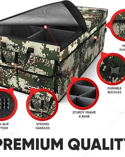 FORTEM Trunk Organizer For SUV Car Trunk Organizer, Foldable Storage, Car Accessories for Women Men, Collapsible Bag, Perfect Christmas Gifts, 600D Oxford, Non Slip Bottom, Straps, Soft Cover (85L)