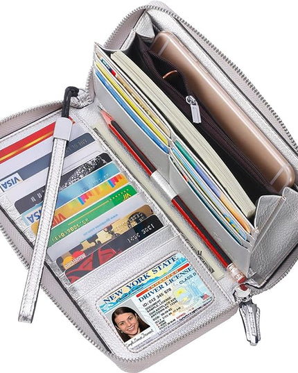 Lavemi Small Compact Women Wallet RFID Blocking Genuine Leather Bifold Purse with ID Windows