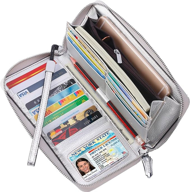 Lavemi Small Compact Women Wallet RFID Blocking Genuine Leather Bifold Purse with ID Windows