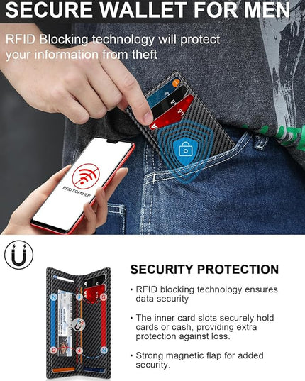 ZALVEX Wallet for Men Slim Leather Wallets for 12-15 Cards, Minimalist Thin RFID Blocking Card Holder with Money Clip & ID Window, Small Bifold Front Pocket Wallet, Gifts for Men