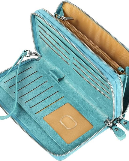 Lavemi Small Compact Women Wallet RFID Blocking Genuine Leather Bifold Purse with ID Windows