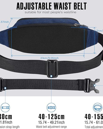 WATERFLY Fanny Pack Waist Bag: Small Hip Pouch Bum Bag Fannie Pack Phanny Fannypack Waistpack Bumbag Beltbag Sport Slim Fashionable for Jogging Hiking Hiker Woman Man