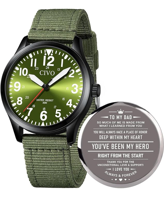 CIVO Analog Wrist Watches for Men: Waterproof Stainless Steel Mens Watches - Silver Watch with Easy Read Dial Men's Watch for Gift