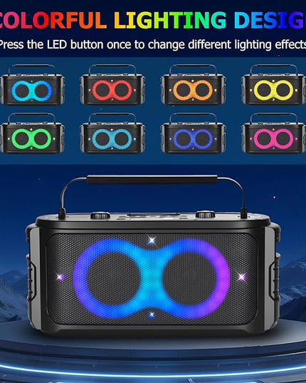 Portable Bluetooth Speaker 300W Peak Big Powerful Loud Sound Deep Bass Large Wireless Boombox with Subwoofer DSP Led Light for Home Party Outdoor Gatherings Camping Backyard