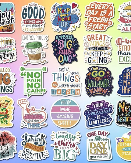 200PCS Holographic Quote Stickers, Motivational and Inspirational Vinyl Stickers with Positive Affirmations for Teens Adults Teachers, Waterproof Glitter Stickers for Water Bottles Laptop Scrapbook
