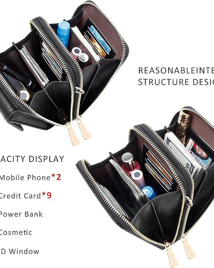 KUKOO Small Crossbody Bag Cell Phone Purse Wallet with Credit Card Slots for Women