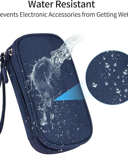 JIAKAI Travel Cable Organizer Electronics Accessories Bag for Charger, Phone, memory card,Travel Gadget Bag-Blue
