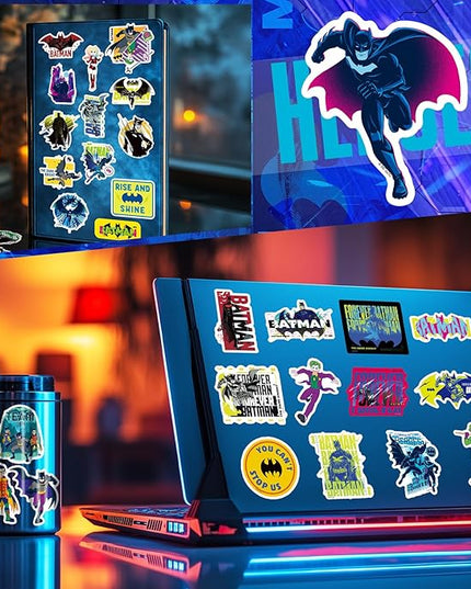 Batman Stickers for Water Bottles – 50PCS Superhero Vinyl Stickers for Kids, Teens, Adults - Waterproof Vinyl Decal Sticker for Laptop, Phone, Skateboard, Scrapbook, Party Favors, Gifts
