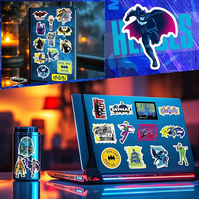 Batman Stickers for Water Bottles – 50PCS Superhero Vinyl Stickers for Kids, Teens, Adults - Waterproof Vinyl Decal Sticker for Laptop, Phone, Skateboard, Scrapbook, Party Favors, Gifts