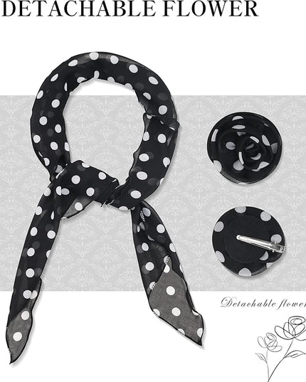 Chiffon Scarf for Women, Removable Flower Neck Scarf Light Soft Fashion Rose Scarves Versatile Headband or Hair Band