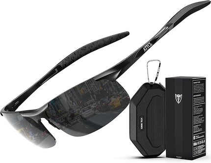 ATTCL Polarized Sunglasses Men Sports: UV Protection Anti Glare Wrap Around Lightweight Metal Driving Fishing Golf Running