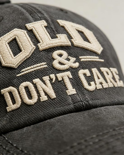 Old and Don't Care Hat, Vintage Distressed “Old & Don’T Care” Cap, Fun Adjustable Trucker Hats