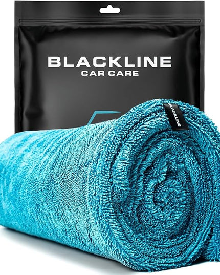 Blackline Car Drying Towel - 2ftx3ft XL-Popular Pick Among Detailing Pros -Aqua 1300 GSM Microfiber Accessory - Absorbs Over 8lbs of Water - Leaves No Streaks, Spots or Scratches - Dries an Entire Car