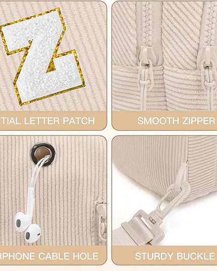 Viverte Small Corduroy Sling Bag Initial Crossbody Bag Fanny Pack for Girls Personalized Birthday Gifts for Teen Girls Gifts