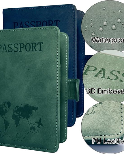 Passport Holder for Travel Essentials, 2 Pack Rfid Passport Cover for Women Men